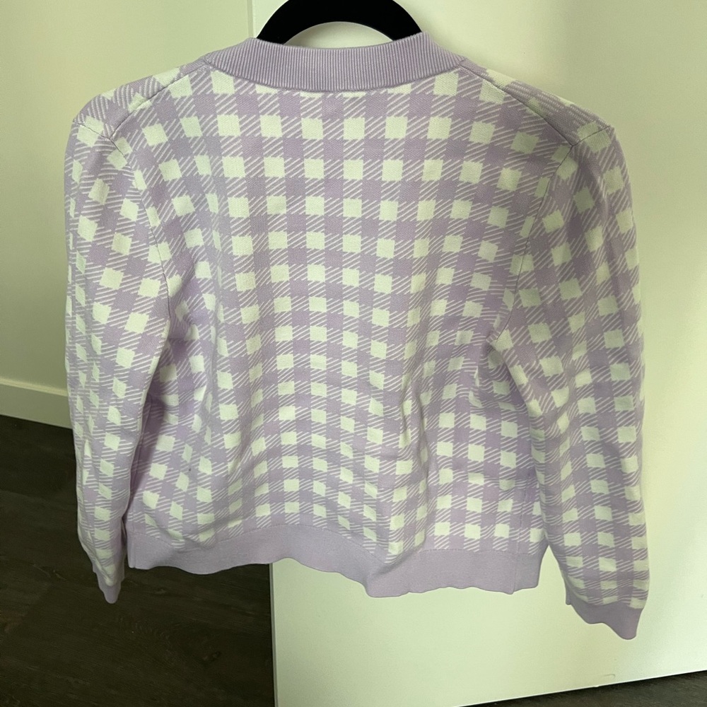 Maje purple gingham cardigan maje size 2, equals to a medium